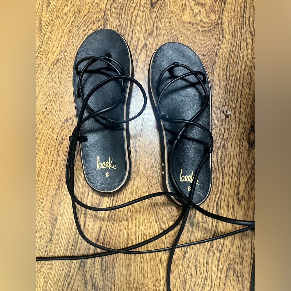 Beek peep Black Strappy Sandals new never worn size 8 chic revolve ssense comfy - Picture 2 of 4